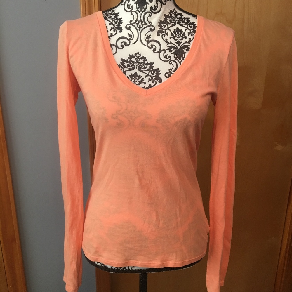 S AEO "Favorite V-Neck" Orange Long Sleeve
